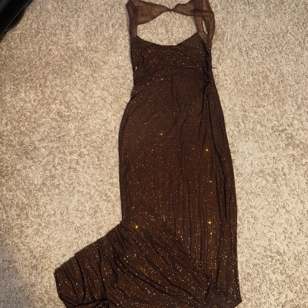 Meshki Brown Backless Dress